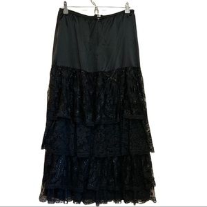 Vintage Becky Bisoulis 80's 90s Wednesday Aadams Lace Tiered Skirt size L